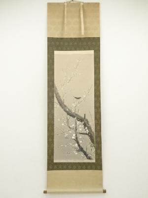 雅堂筆　梅に鶯　肉筆絹本掛軸（共箱）